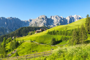 Puez-Geisler Nature Park, the valley of the mills near Seres and Miscì, in the background the Puez group, Lungiarü / Campill, San Martin de Tor, Bolzano, South Tyrol, Italy Puez-Geisler Nature Park, the valley of the mills near Seres and Miscì, in the background the Puez group, Lungiarü / Campill, San Martin de Tor, Bolzano, South Tyrol, Italy